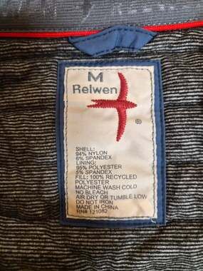 NWT Relwen Insulated Windzip Popover Quilted Jacket Men's M Blue (1473)